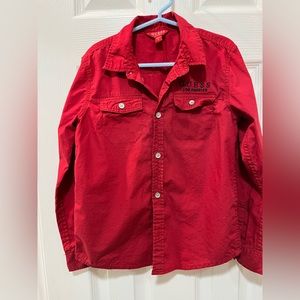 Boys Guess shirt, Red , Size 8, long sleeve, button down, in great condition